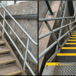 Pressure washing metal stairs in Williams – restoring clean, slip-resistant surface.