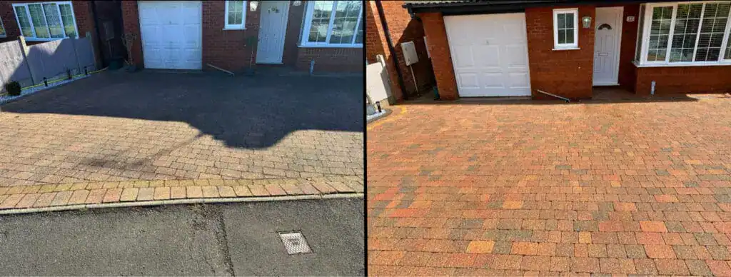 Patio cleaning with jet wash equipment