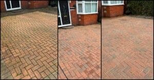Pressure washing driveway in Stoke-on-Trent – restored and clean surface.
