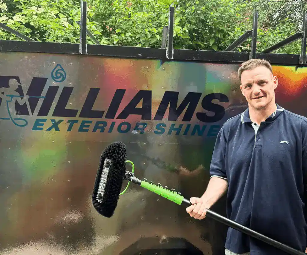 Family-owned exterior cleaning business in action