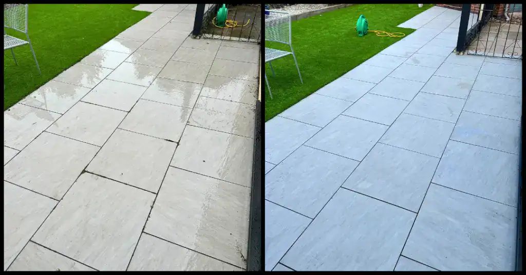 Patio after pressure washing in ST6