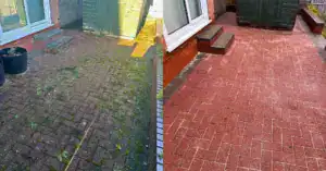 Patio cleaning before and after