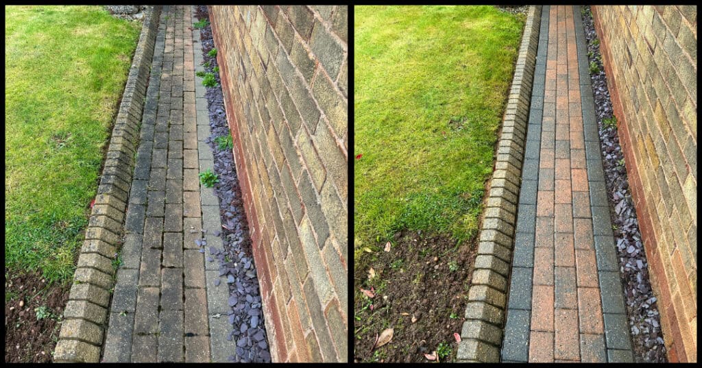Pressure washing patio in Stoke-on-Trent – clean and restored surface.